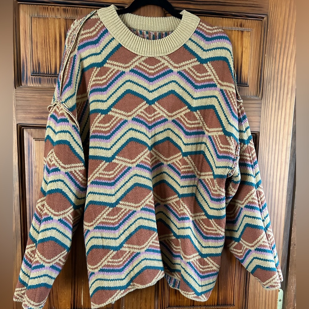 Free People Malibu Sweater in Funky Reversible Print